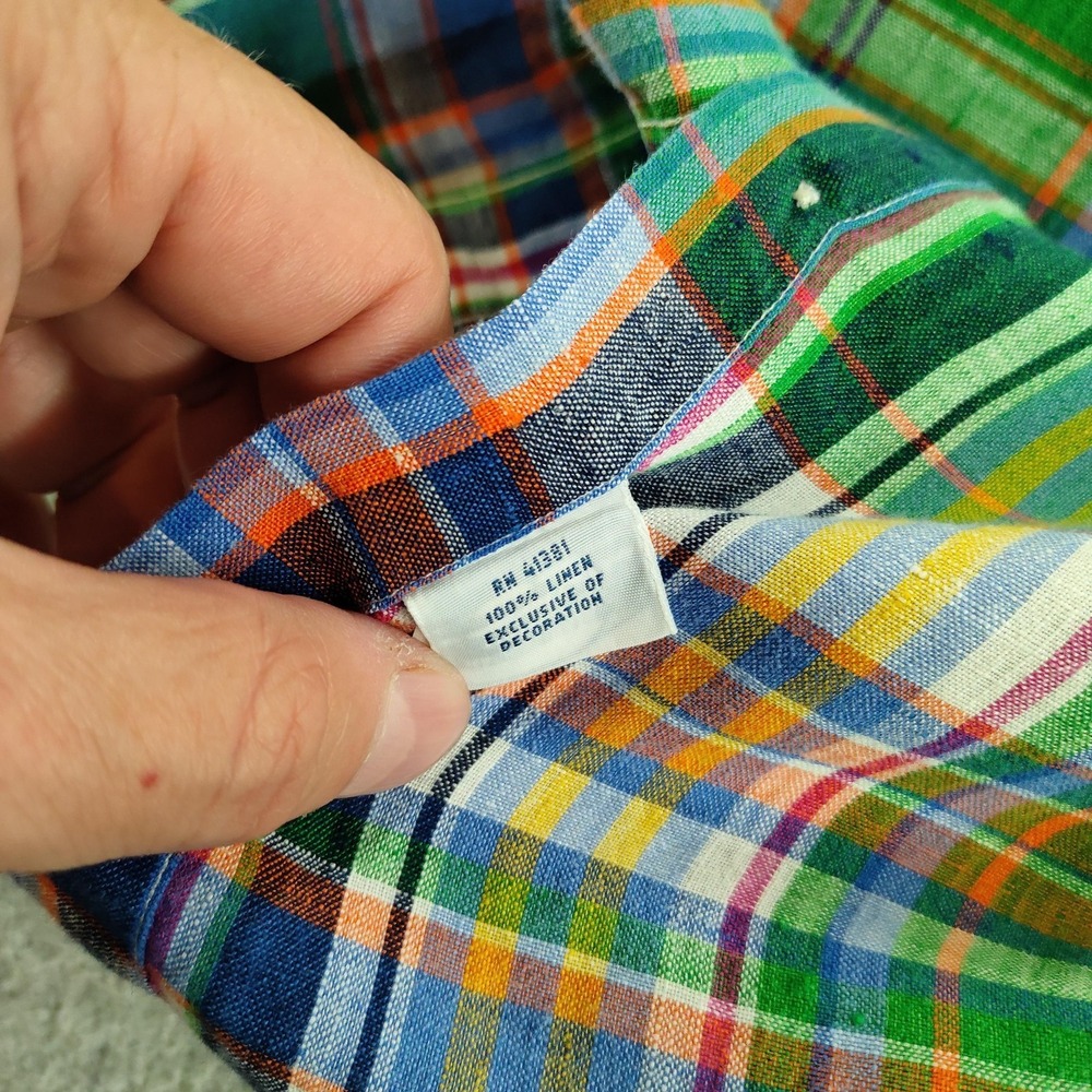 Ralph Lauren Shirt Mens 2XB Big Green Plaid 100% Linen Button Down Short Sl - Picture 12 of 16